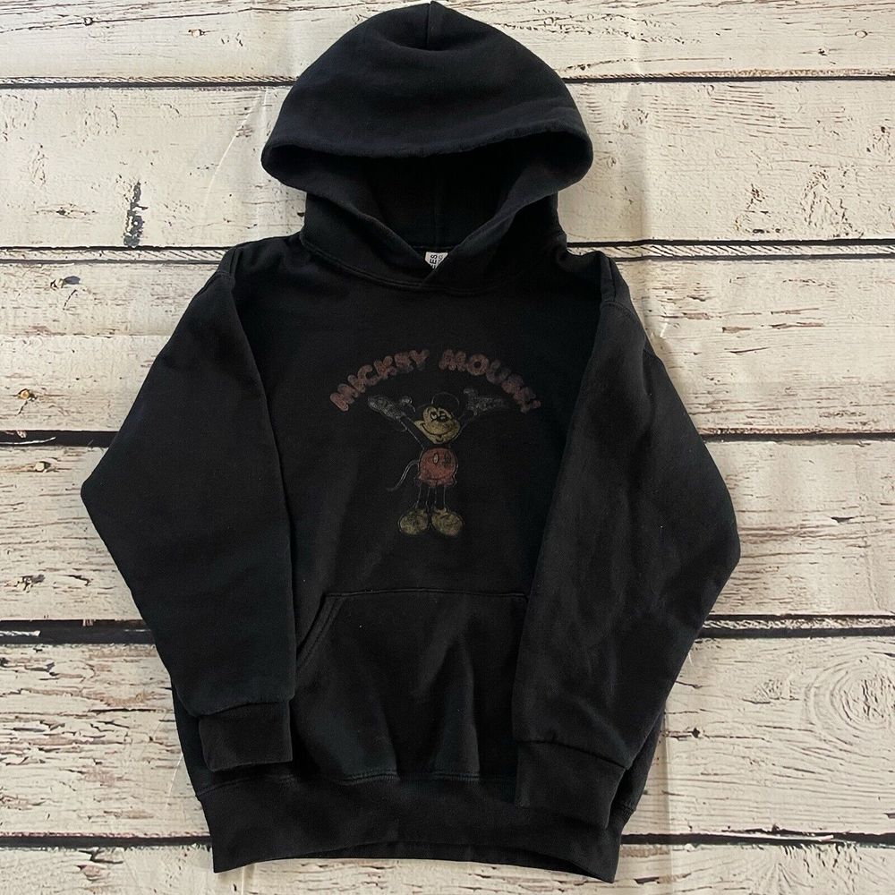 Vintage Disney Mickie Mouse Hoodie Black Size Boys Small Jerzees Tag